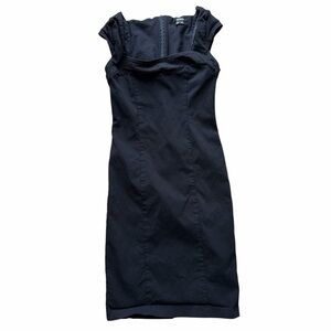 XOXO Black Fitted Pencil Dress with Cap Sleeves Women's Size 7/8 Zip Up Back
